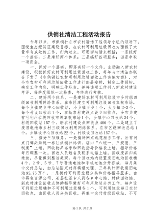 2024年供销社清洁工程活动报告