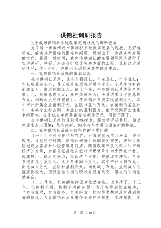 2024年供销社调研报告