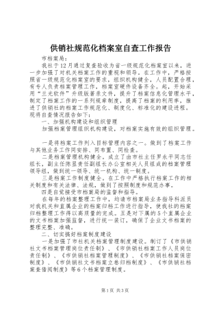 2024年供销社规范化档案室自查工作报告