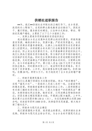 2024年供销社述职报告