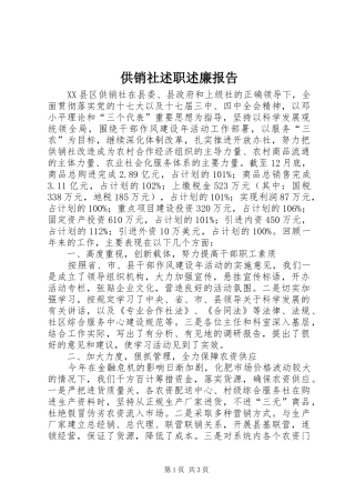 2024年供销社述职述廉报告