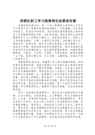 2024年供销社职工学习杨善洲先进事迹有感