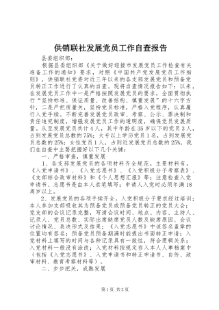 2024年供销联社发展党员工作自查报告