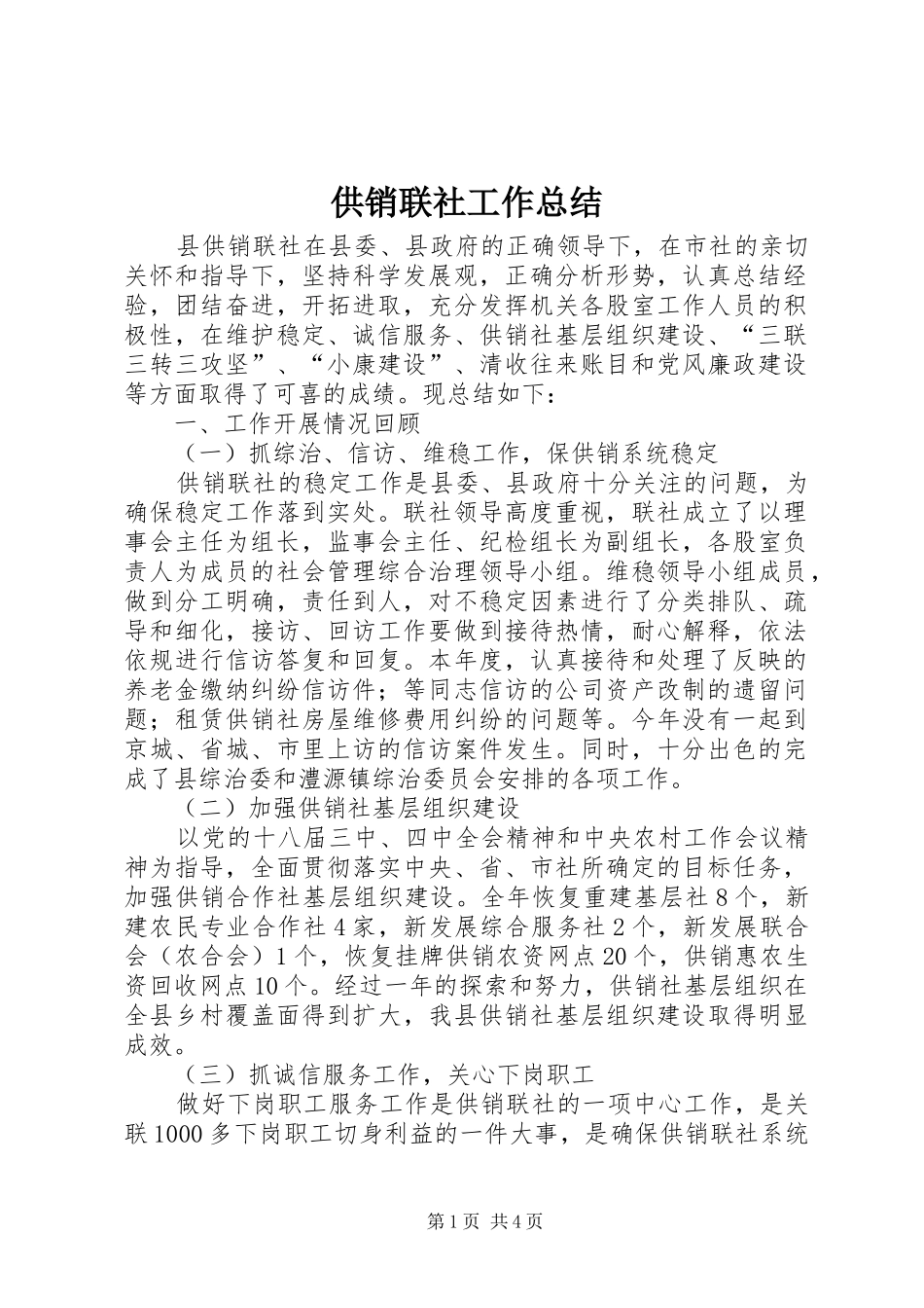 2024年供销联社工作总结_第1页