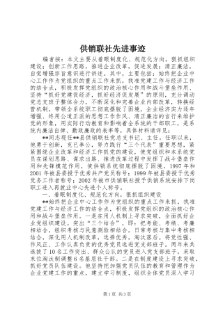 2024年供销联社先进事迹