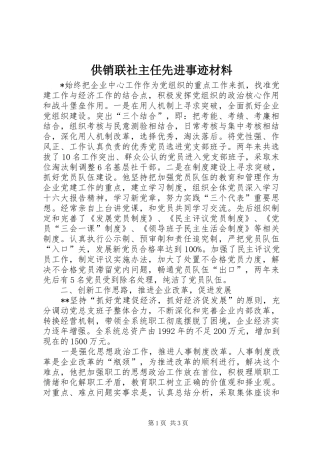 2024年供销联社主任先进事迹材料