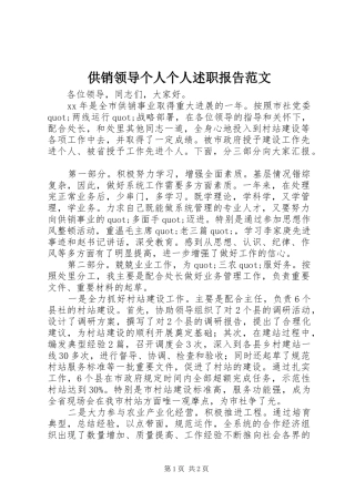2024年供销领导个人个人述职报告范文