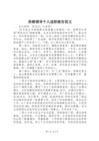 2024年供销领导个人述职报告范文