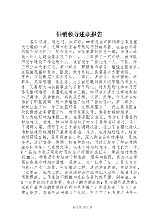 2024年供销领导述职报告