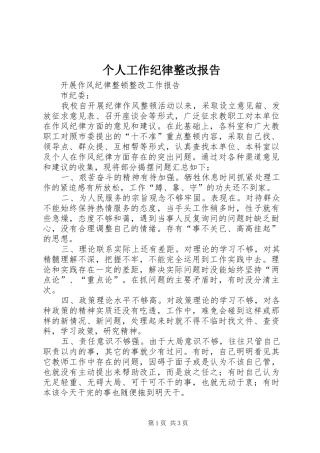 2024年个人工作纪律整改报告