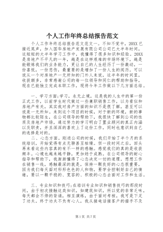 2024年个人工作年终总结报告范文
