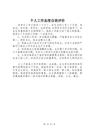 2024年个人工作态度自我评价