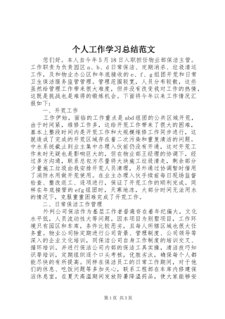 2024年个人工作学习总结范文