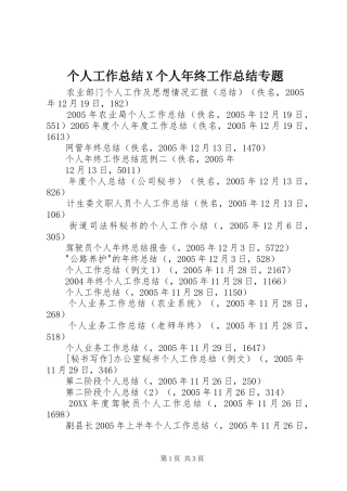 2024年个人工作总结X个人年终工作总结专题