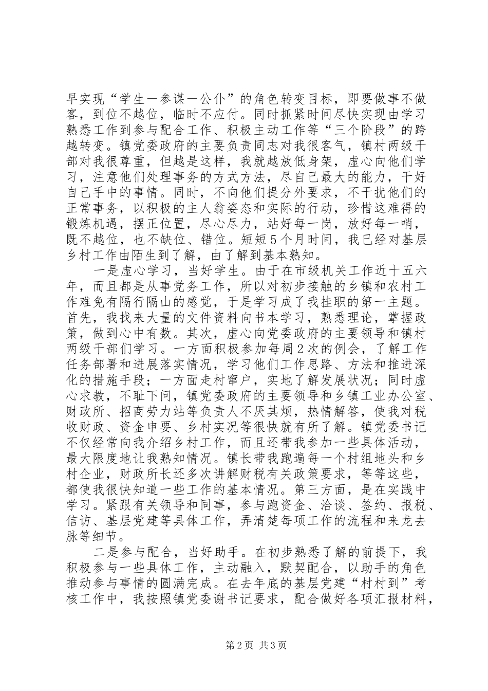 2024年个人工作总结党委副书记挂职工作总结_第2页