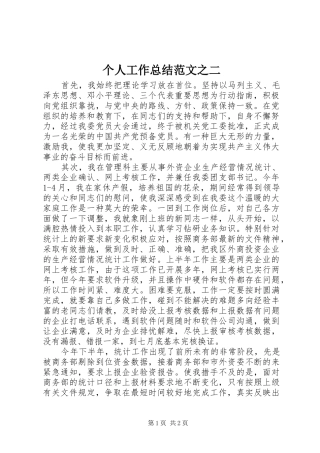 2024年个人工作总结范文之二