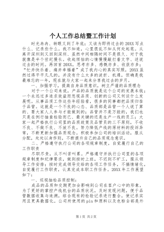 2024年个人工作总结暨工作计划