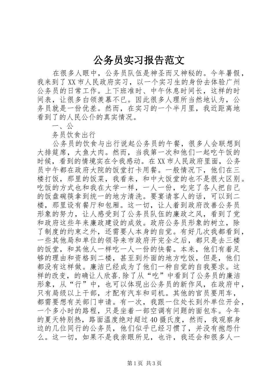 2024年公务员实习报告范文_第1页