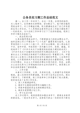 2024年公务员实习期工作总结范文