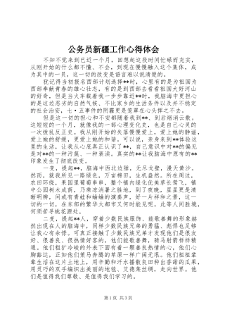2024年公务员新疆工作心得体会