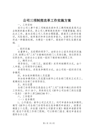 2024年公司三项制度改革工作实施方案