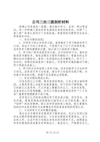 2024年公司三治三提剖析材料