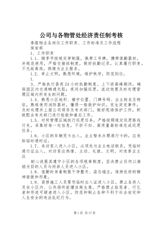 2024年公司与各物管处经济责任制考核