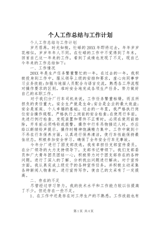 2024年个人工作总结与工作计划