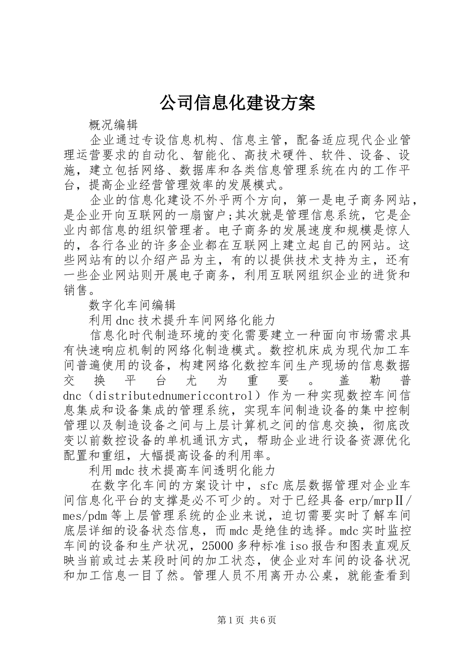 2024年公司信息化建设方案_第1页