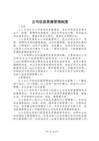 2024年公司信息资源管理制度