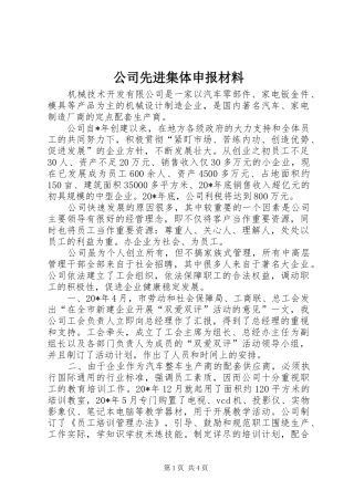 2024年公司先进集体申报材料