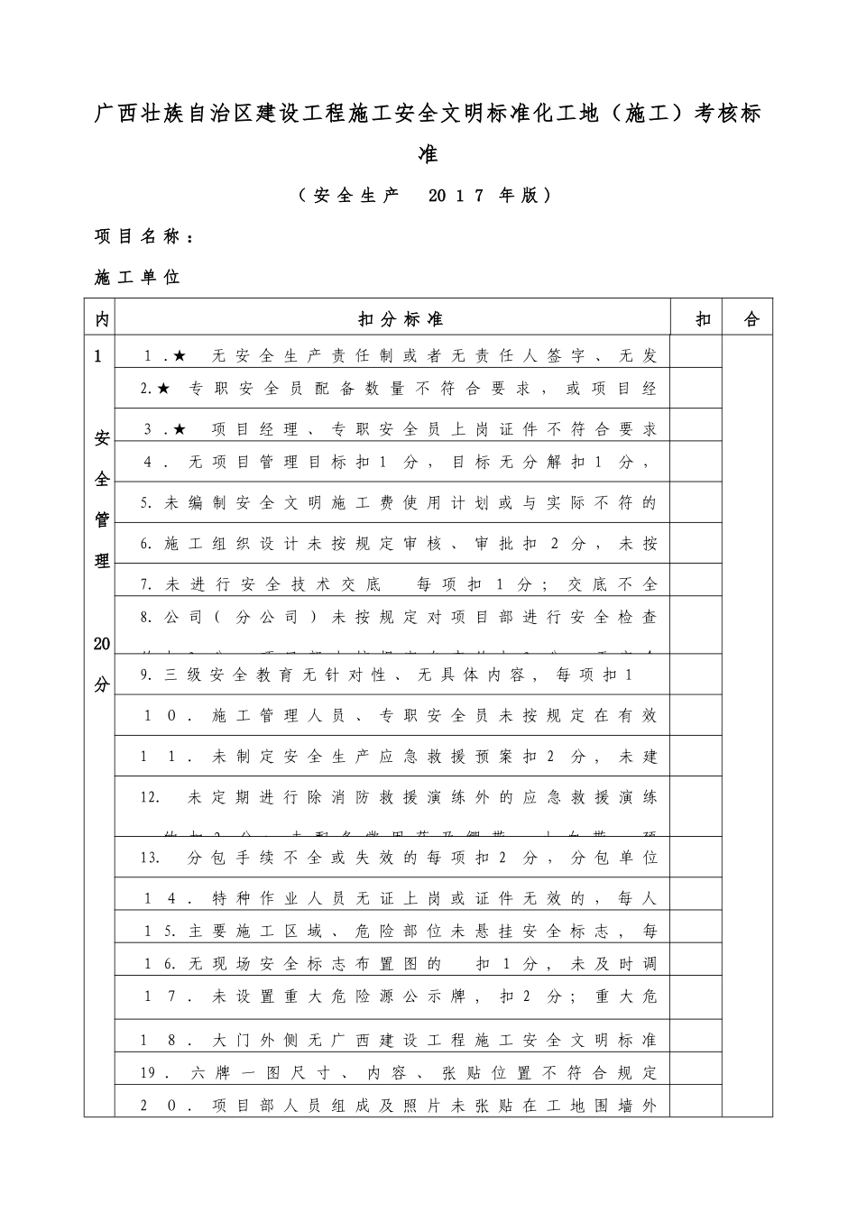 2024年安全文明工地评分标准_第1页