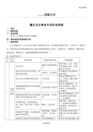 2024年搬迁安全事故应急预案