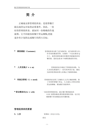 2024年必胜客管理组排班系统手册