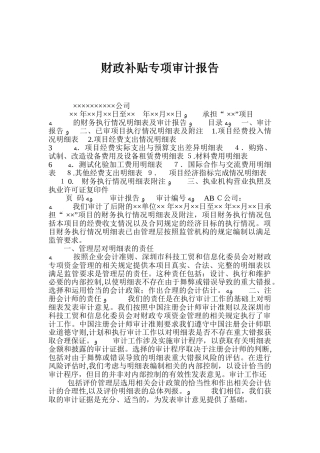 2024年财政补贴专项审计报告