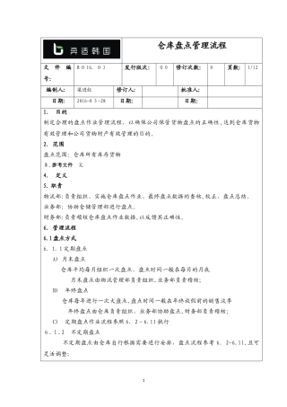 2024年仓库盘点管理流程