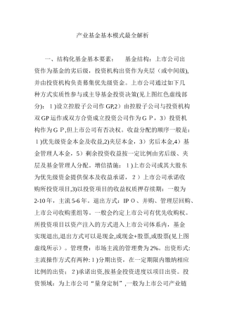 2024年产业基金基本模式最全解析