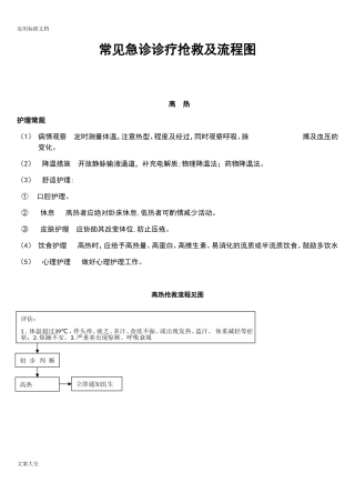 2024年常见急诊诊疗抢救及流程图