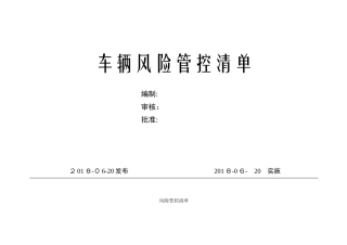 2024年车辆风险管控清单