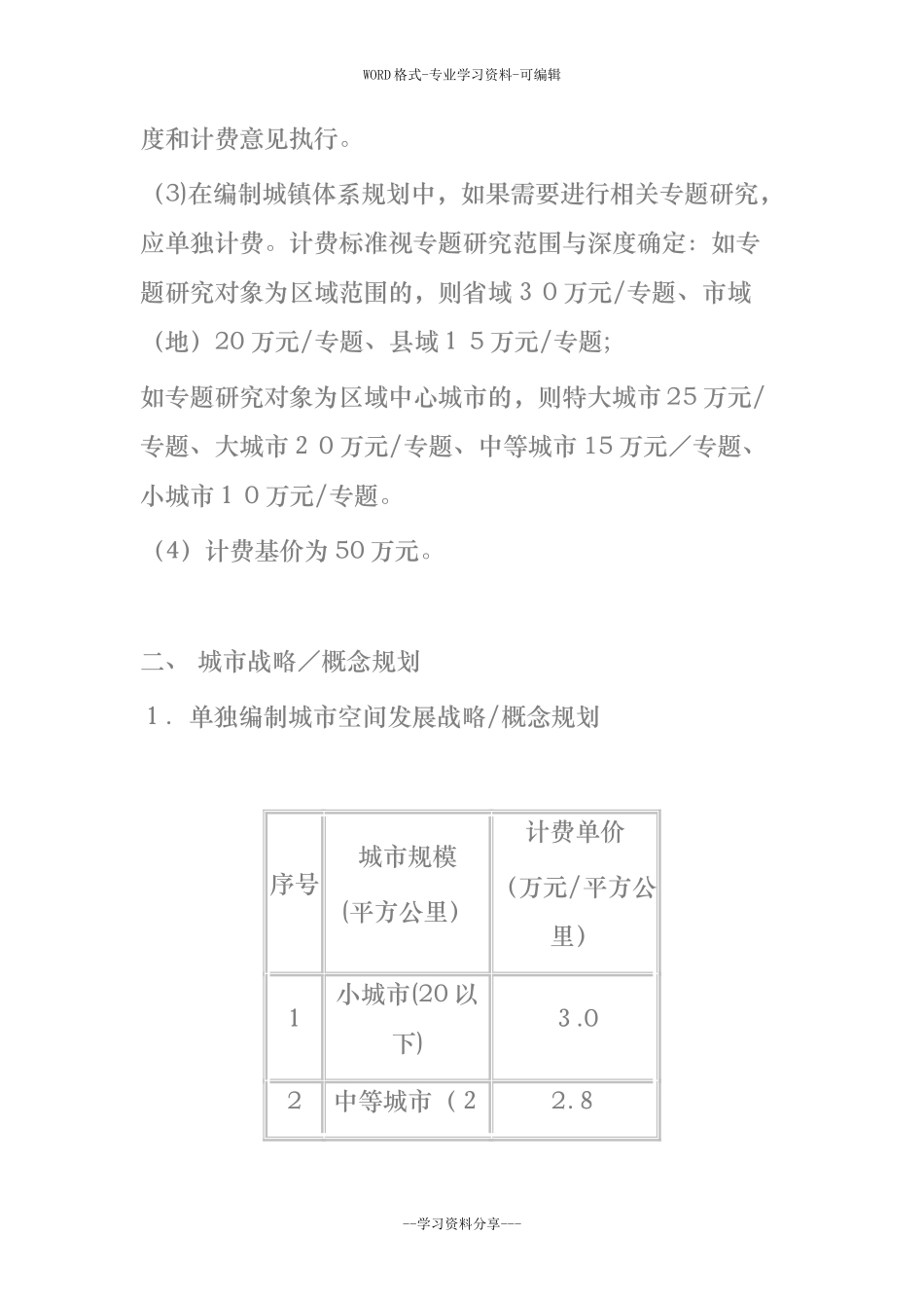 2024年城市规划项目类型与各自收费标准_第3页