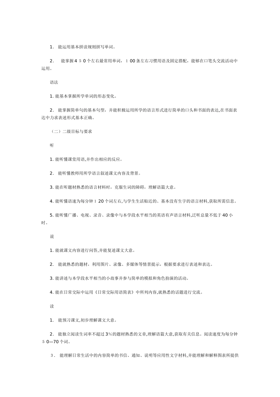 2024年初中英语教学大纲_第3页