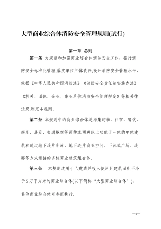 2024年大型商业综合体消防安全管理规则完整版