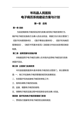 2024年电子病历系统建设与方案与计划