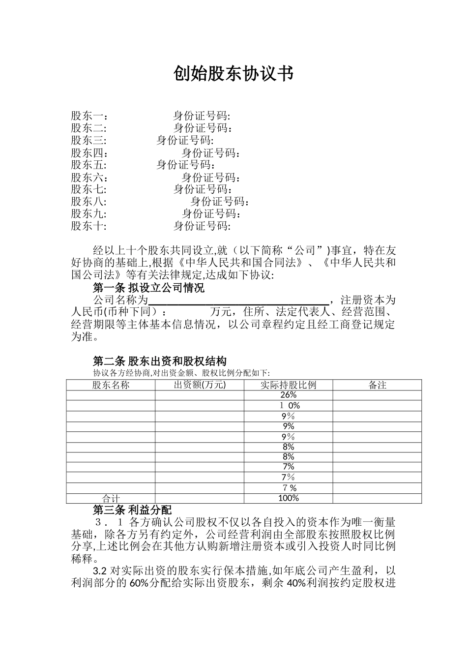 2024年多人股权分配协议书_第1页