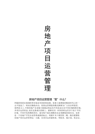 2024年房地产项目运营管理