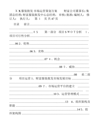 2024年服装批发市场运营策划方案