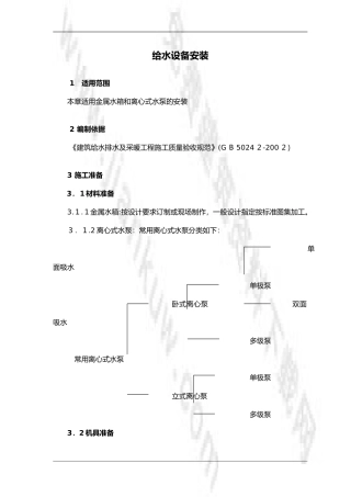 2024年给水设备安装施工组织设计方案