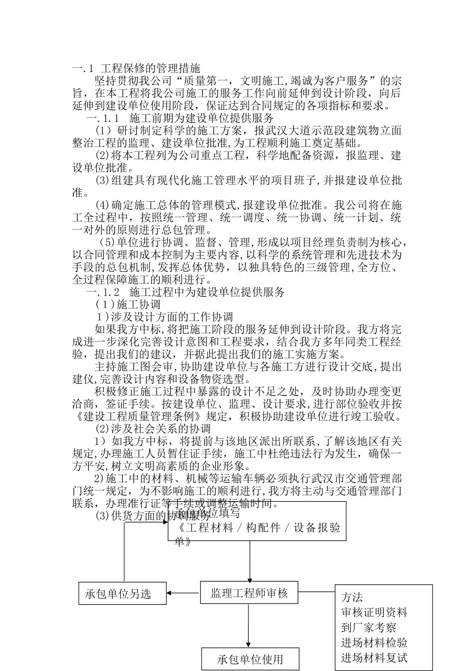 2024年工程保修工作的管理措施和承诺_第1页