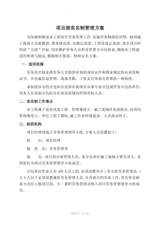 2024年工程项目实名制管理方案