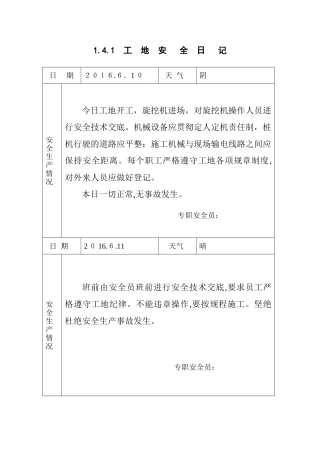 2024年工地安全日志范例完整版